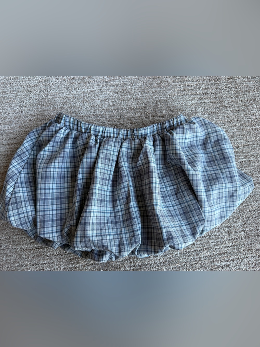 Edikted Blue Plaid Mini Bubble Skirt
